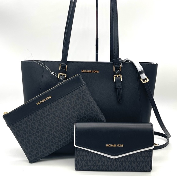 Michael Kors Large Charlotte 3 in 1 Tote Bag Black - Picture 3 of 16